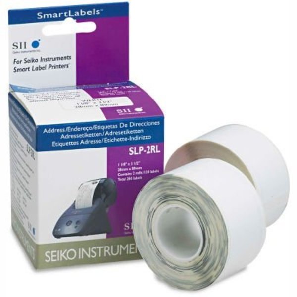 Seiko Instruments Seiko Self-Adhesive Address Labels, 1-1/8 x 3-1/2, White, 260/Box SLP2RL